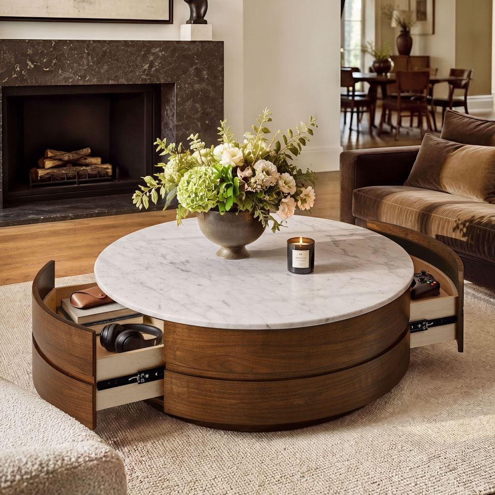Luna Marble Top Round Coffee Table