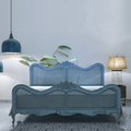 French Style Cane Wooden Bed – Vintage Design