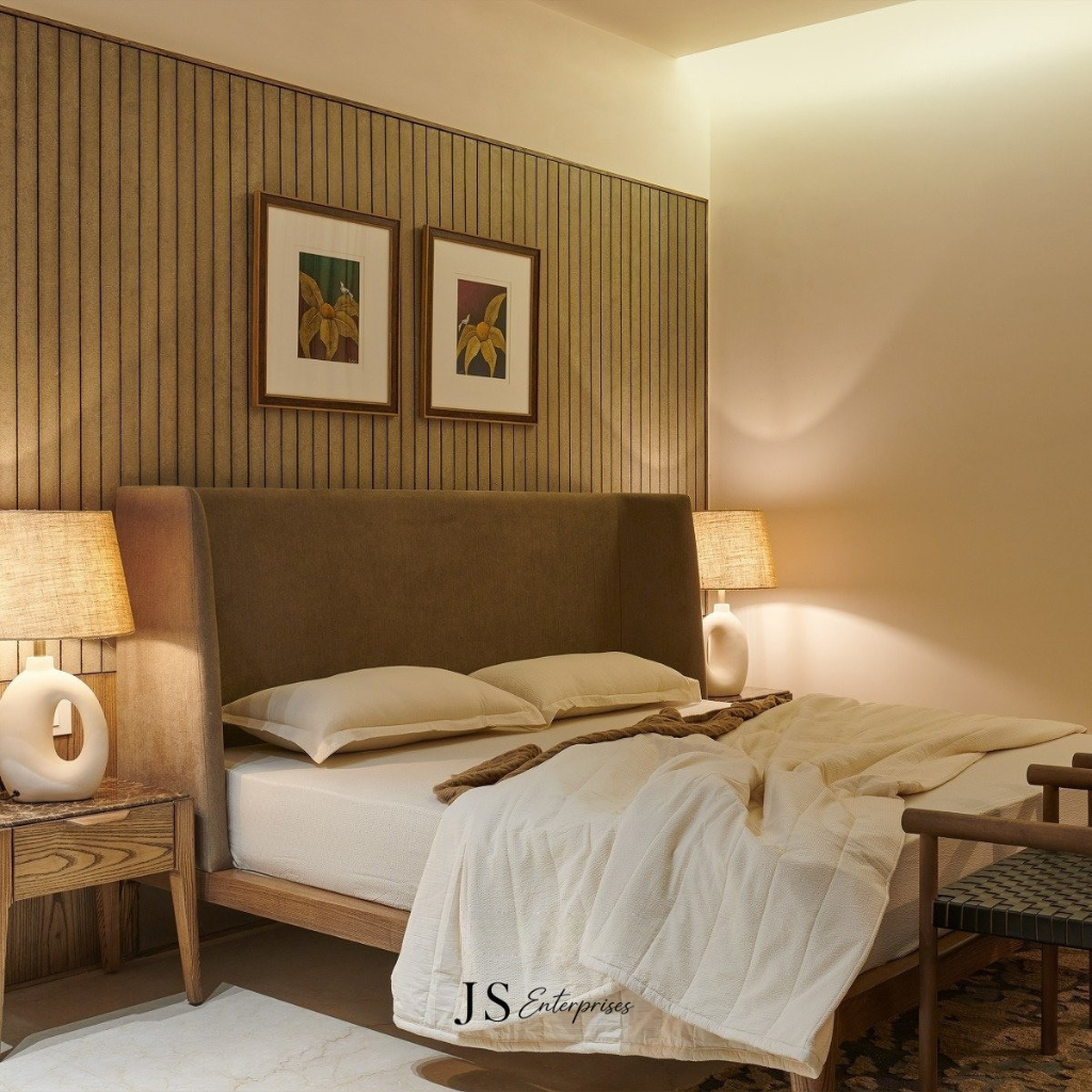 Modern Upholstered Wooden Bed – Premium Comfort