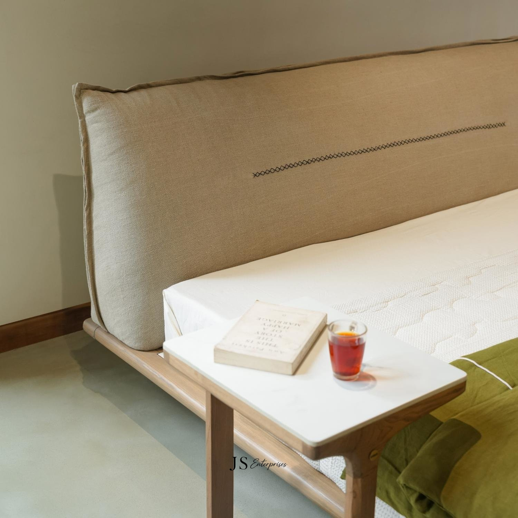 Modern Minimalist Upholstered Bed with Wooden Frame