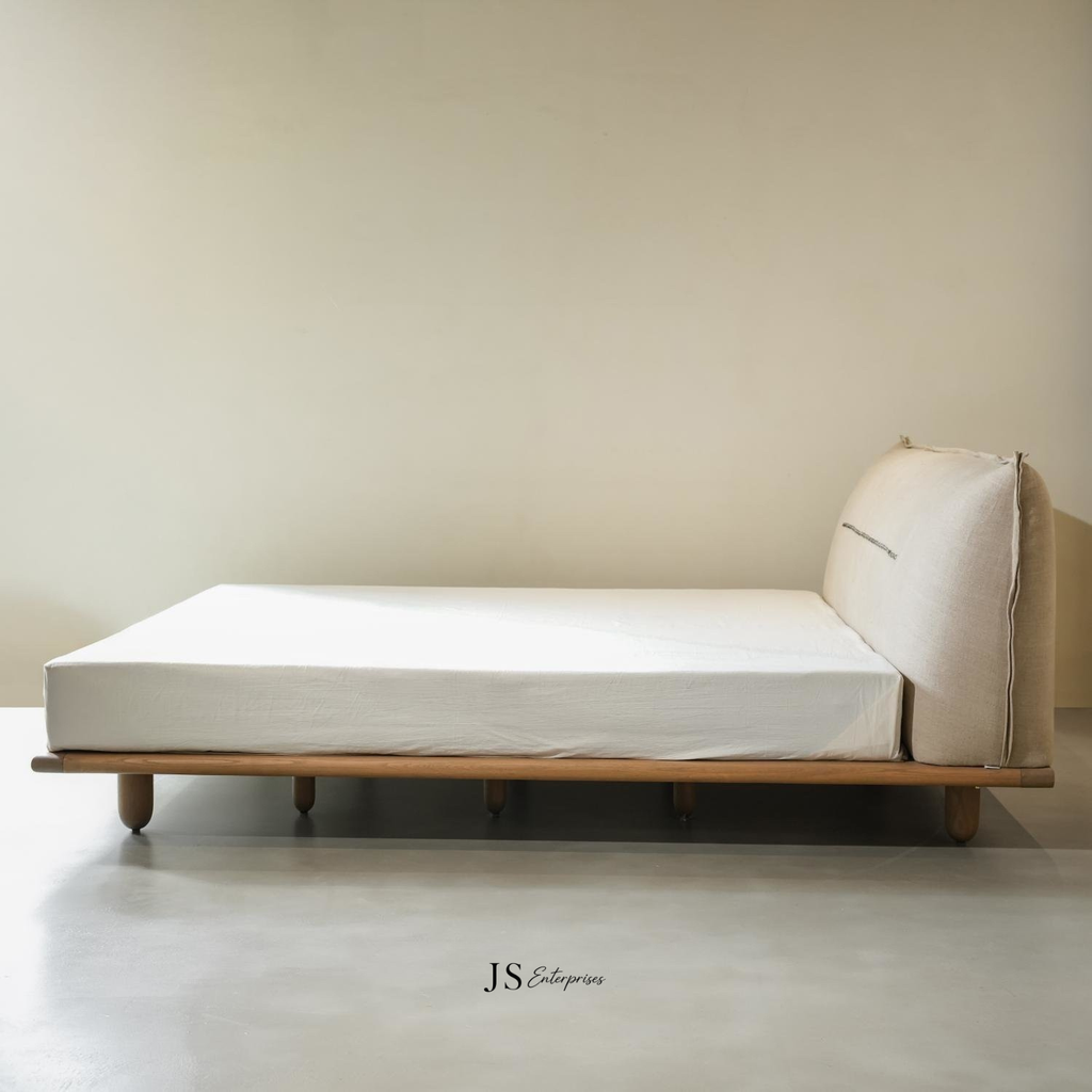 Modern Minimalist Upholstered Bed with Wooden Frame