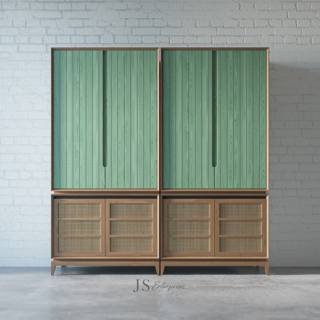 Elvora Sienna Rattan Wardrobe