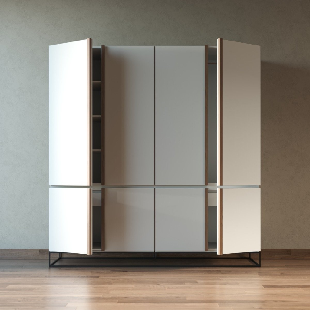 Minimalist White & Wood Designer Wardrobe