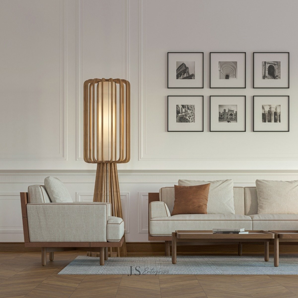 Verona Cream Wooden Sofa