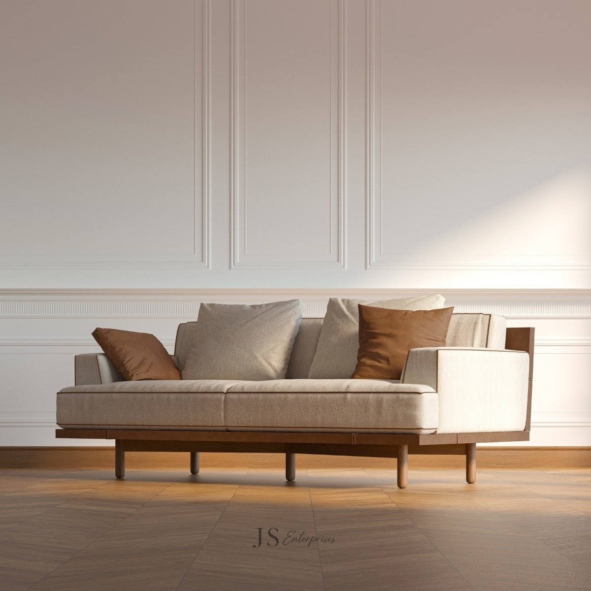 Verona Cream Wooden Sofa
