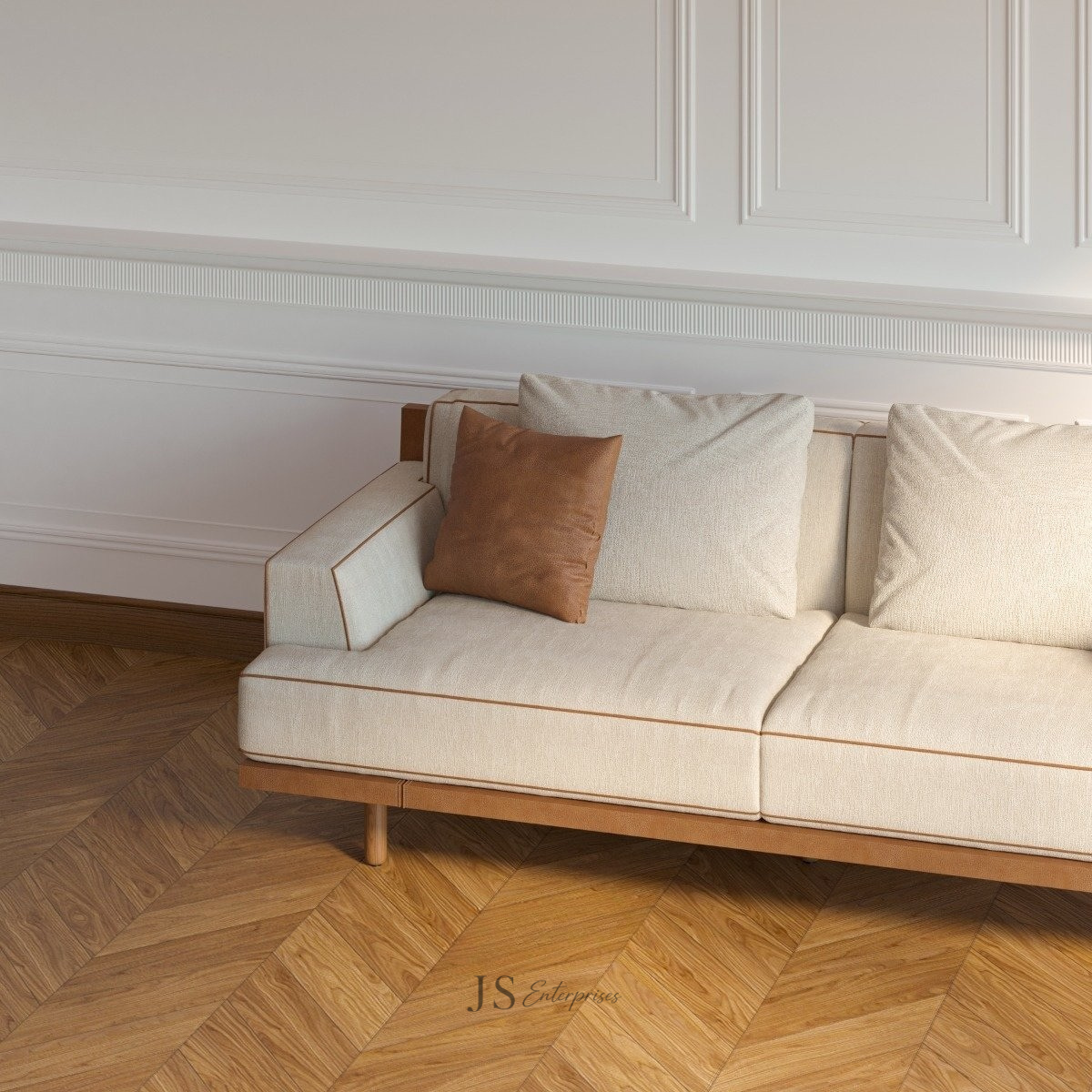 Verona Cream Wooden Sofa