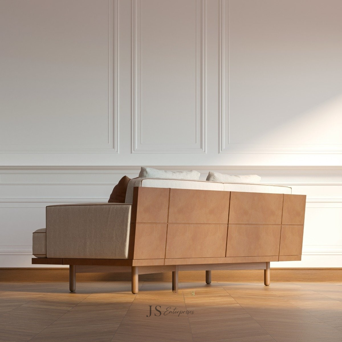 Verona Cream Wooden Sofa