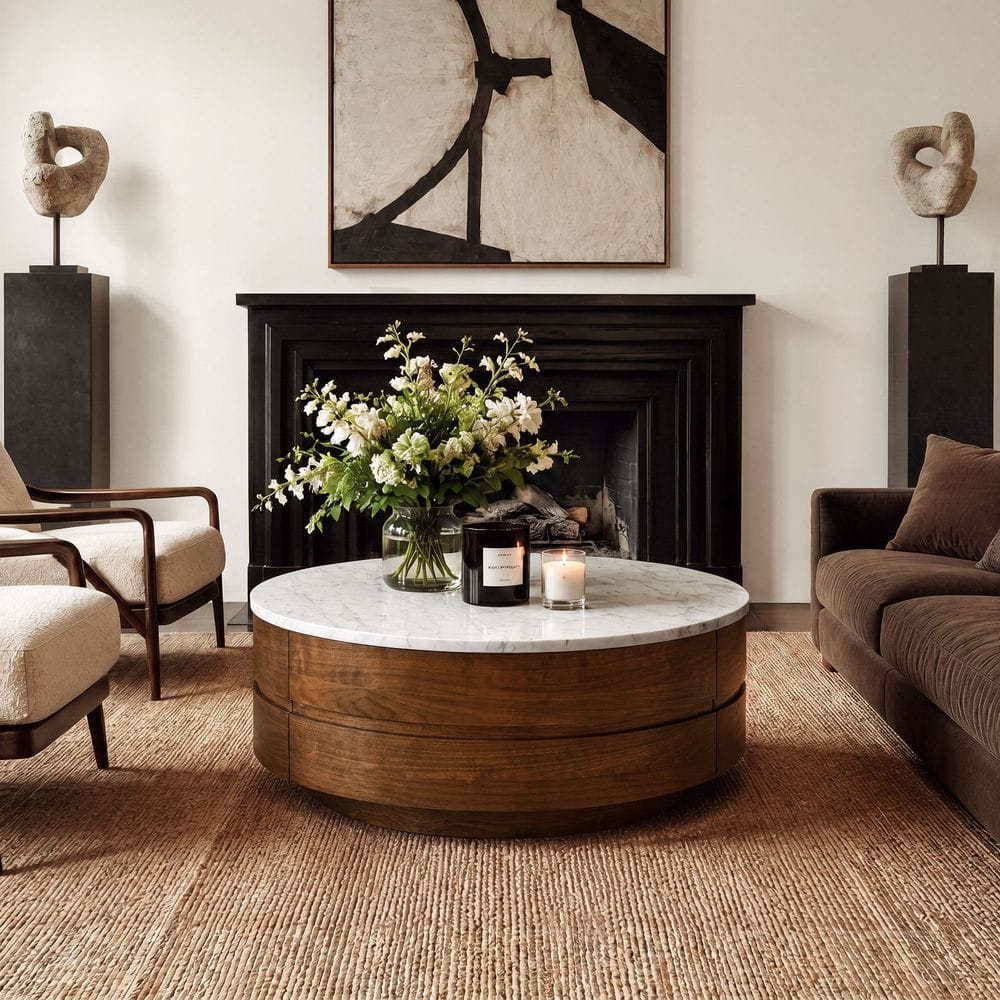Luna Marble Top Round Coffee Table