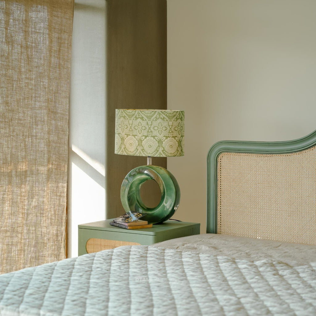 Vintage Cane Bed with Elegant Green Frame
