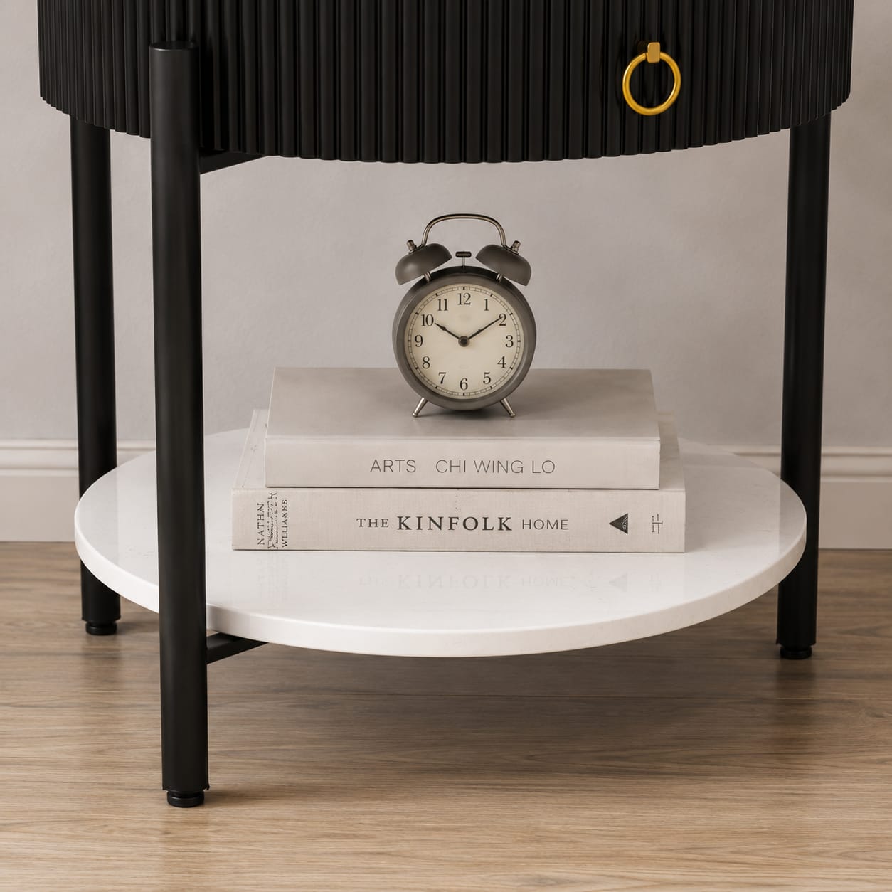 Luxury Marble Top Side Table with Storage Drawer
